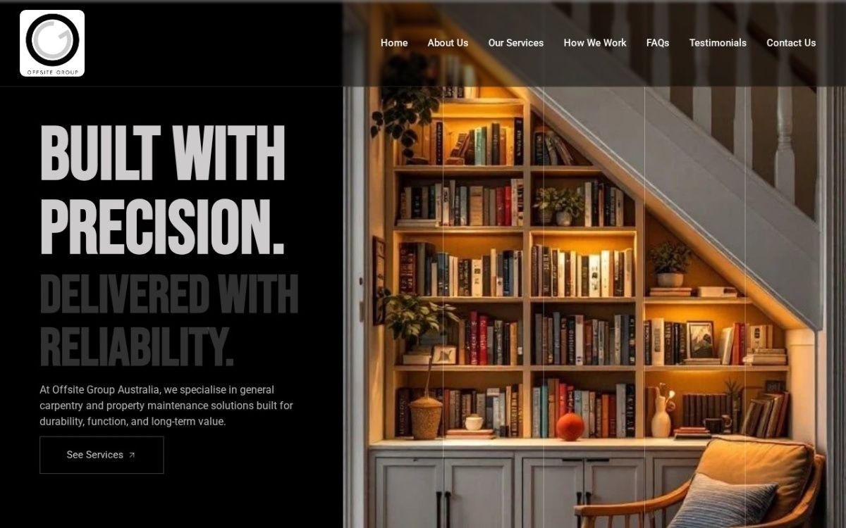 Homepage of the Offsite Group website built by HS Tech Solution