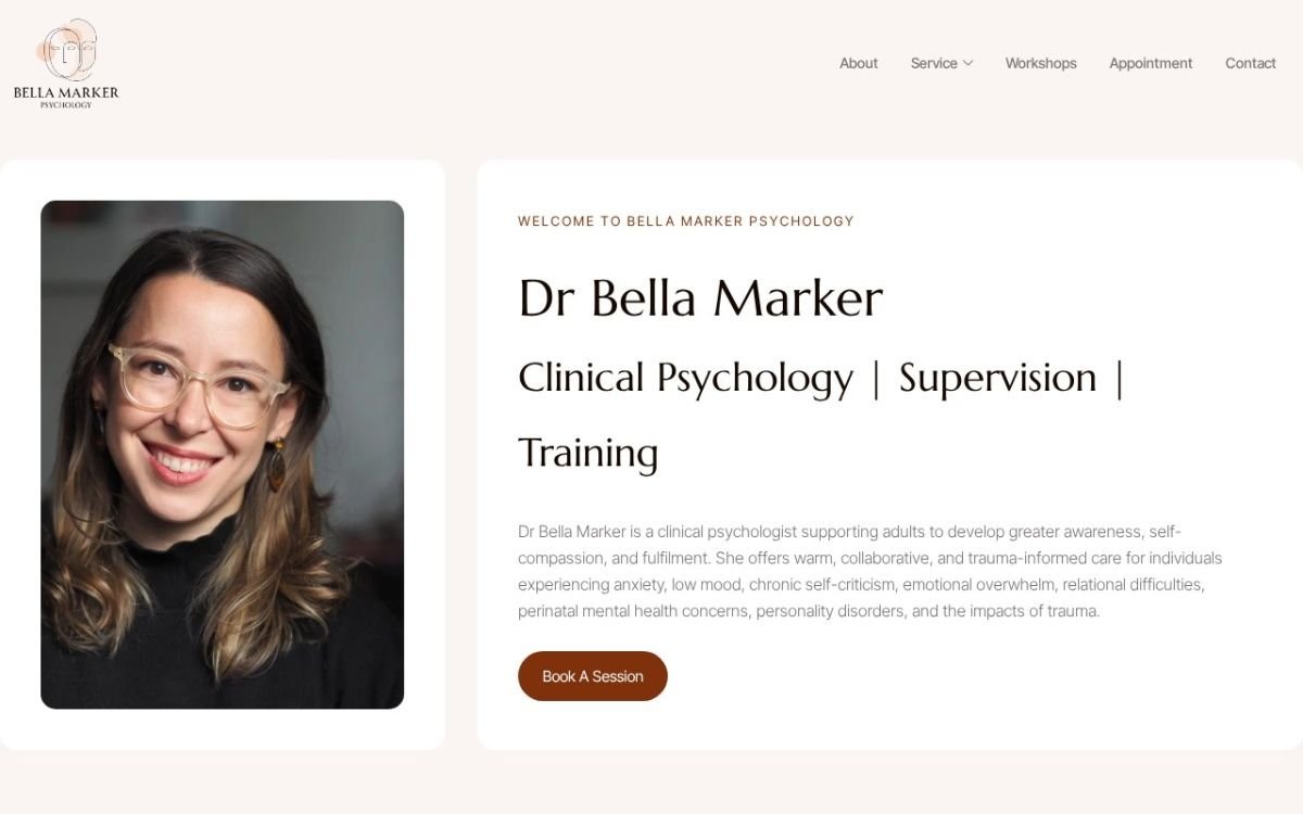 Homepage of the Dr Bella Marker website built by HS Tech Solution