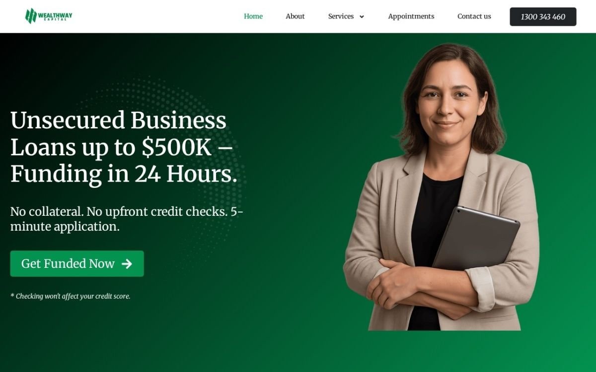 Homepage of the Wealth Way Capital website built by HS Tech Solution