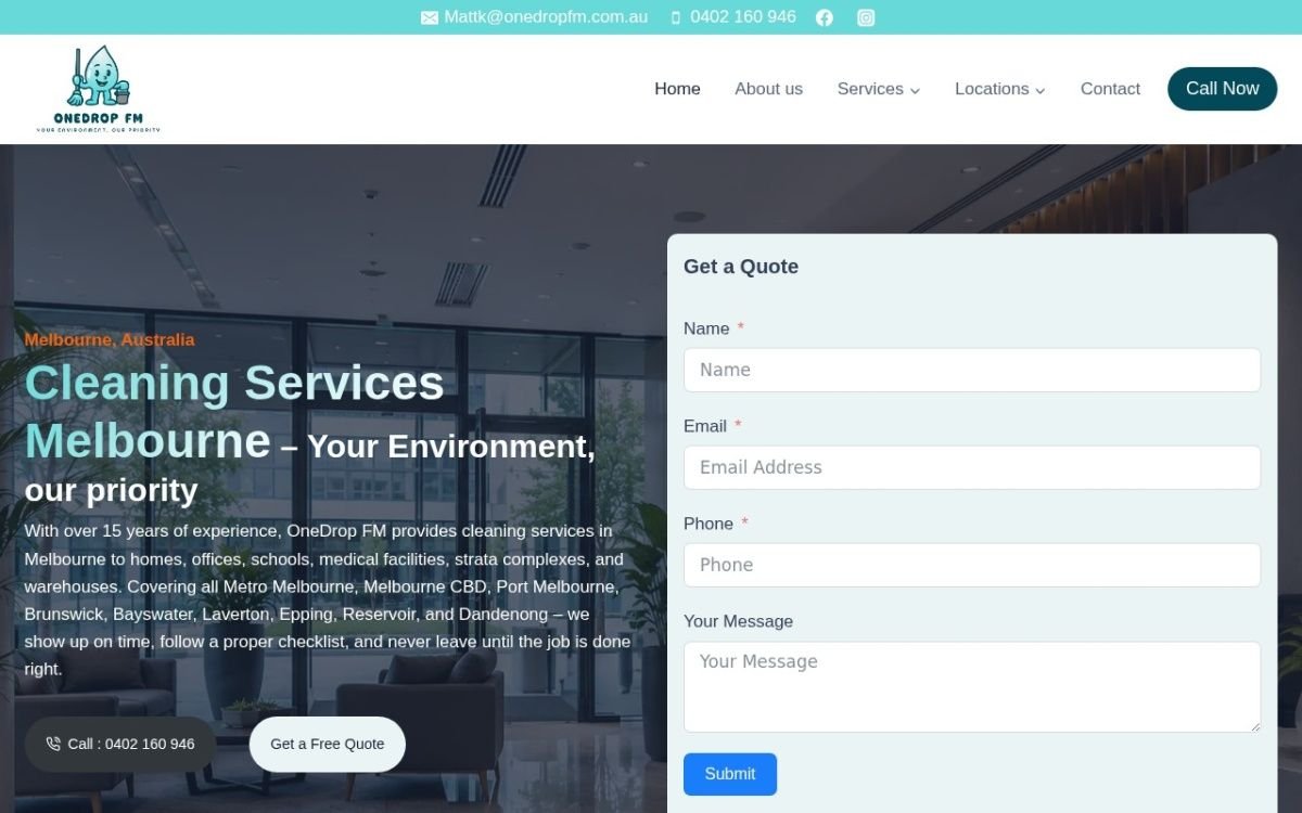 Homepage of the One Drop FM website built by HS Tech Solution