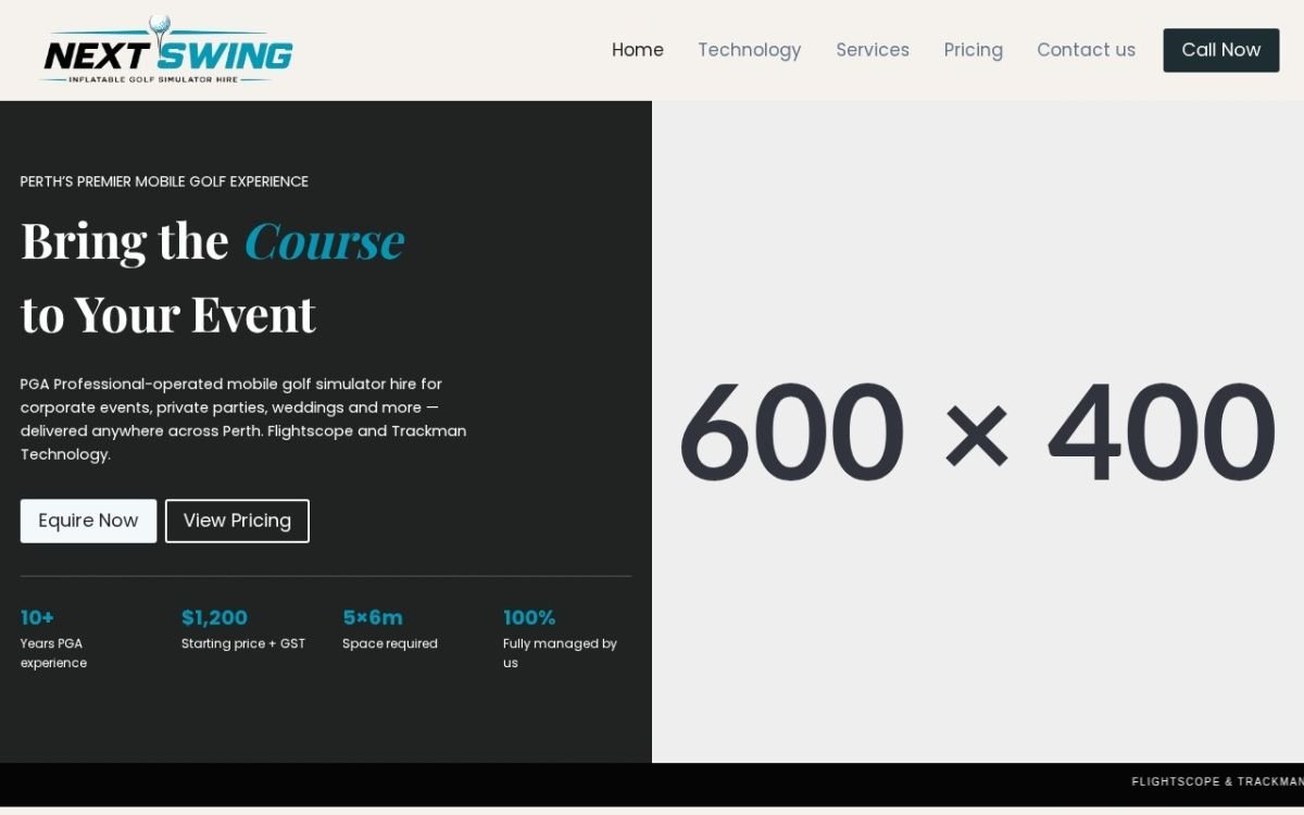 Homepage of the Next Swing website built by HS Tech Solution
